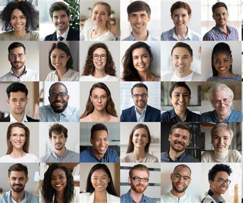 Collage of people smiling